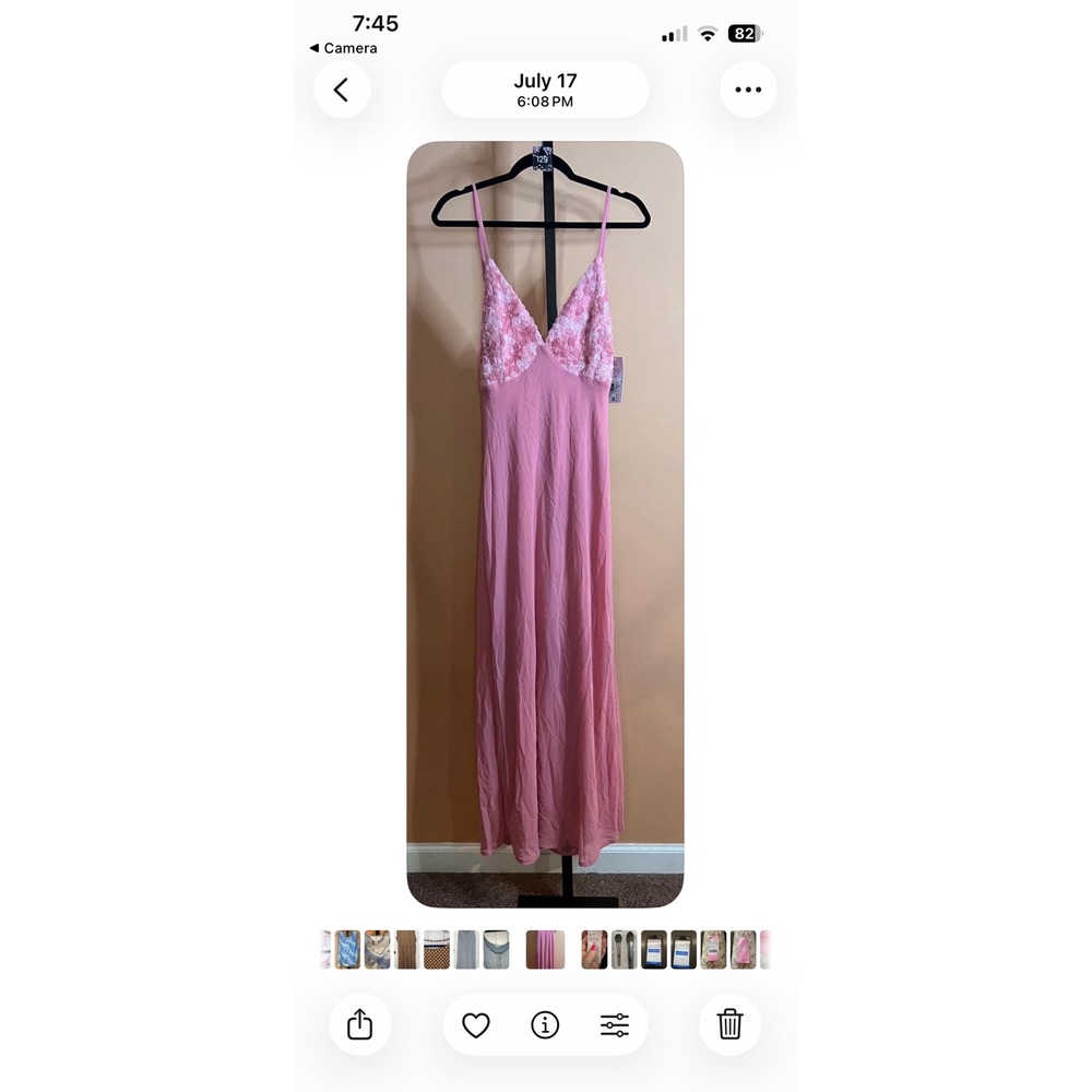 Wild Fable Pink Floral Rosette V-Neck Maxi Dress Spaghetti Strap Size M NWT